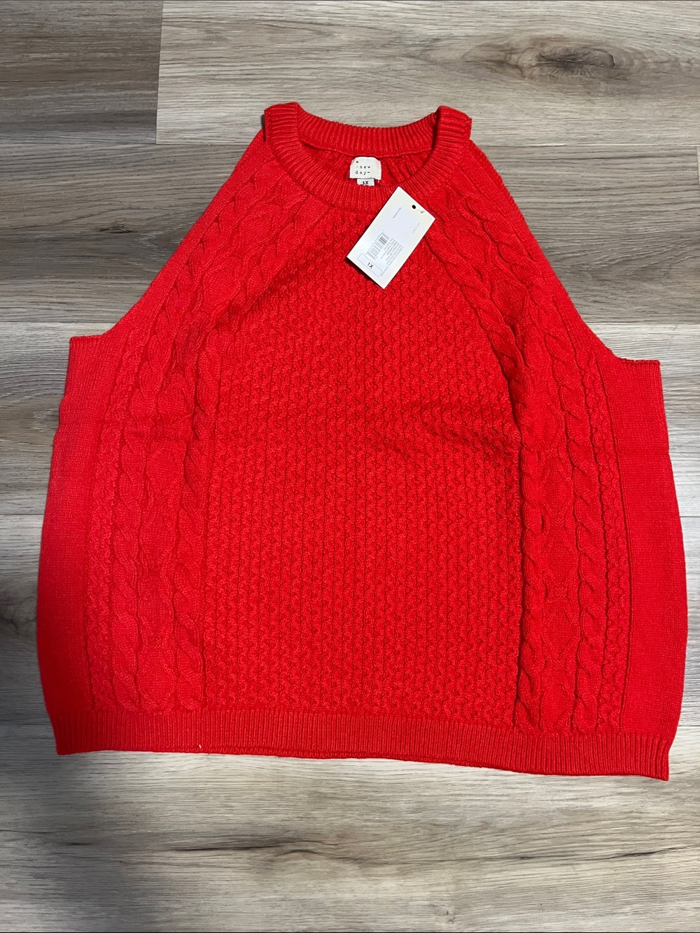 a new day Red Cable Knit Sleeveless Sweater Vest
